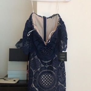 Lulu’s Cocktail Dress Navy Blue Off Shoulder